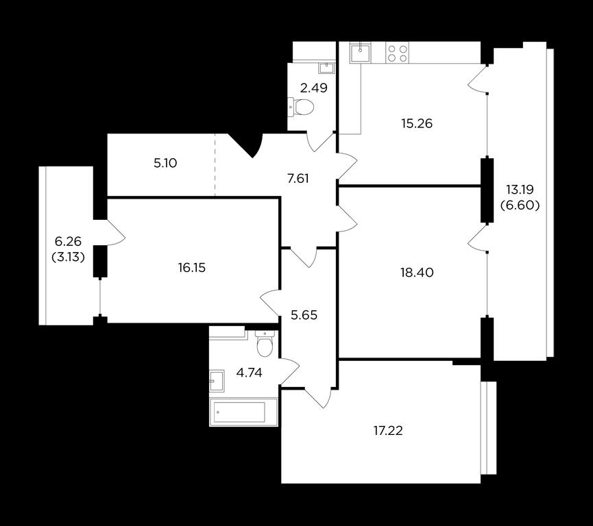 3-BD Apartment Sale, 101.4 sq. m. at RiverSky, Vostochnaya Street, 4Ак1, Moscow, Russia #1 3-BD Apartment Sale, 101.4 sq. m. at RiverSky, Vostochnaya Street, 4Ак1, Moscow, Russia #1