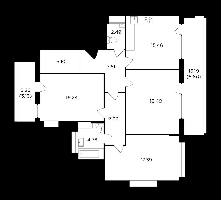 3-BD Apartment Sale, 101.2 sq. m. at RiverSky, Vostochnaya Street, 4Ак1, Moscow, Russia #1 3-BD Apartment Sale, 101.2 sq. m. at RiverSky, Vostochnaya Street, 4Ак1, Moscow, Russia #1