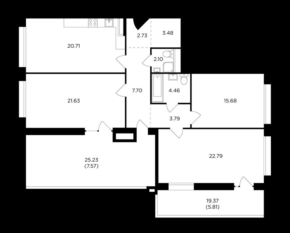 3-BD Apartment Sale, 118.2 sq. m. at RiverSky, Vostochnaya Street, 4Ак1, Moscow, Russia #1