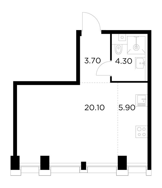 1-BD Apartment Sale, 33.9 sq. m. at Injoy, Admirala Makarova Street, 2с1, Moscow, Russia #1