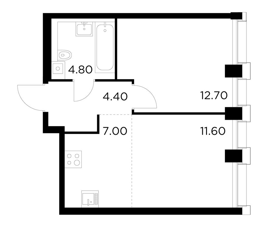 1-BD Apartment Sale, 40.5 sq. m. at Injoy, Admirala Makarova Street, 2с1, Moscow, Russia #1