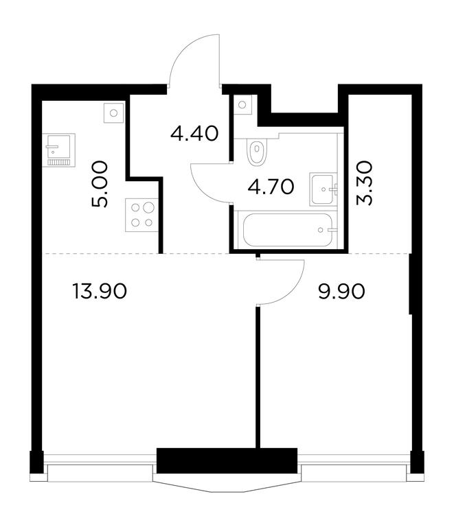 1-BD Apartment Sale, 41.2 sq. m. at Injoy, Admirala Makarova Street, 2с1, Moscow, Russia #1