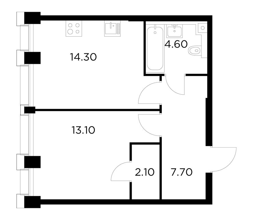 1-BD Apartment Sale, 41.8 sq. m. at Injoy, Admirala Makarova Street, 2с1, Moscow, Russia #1
