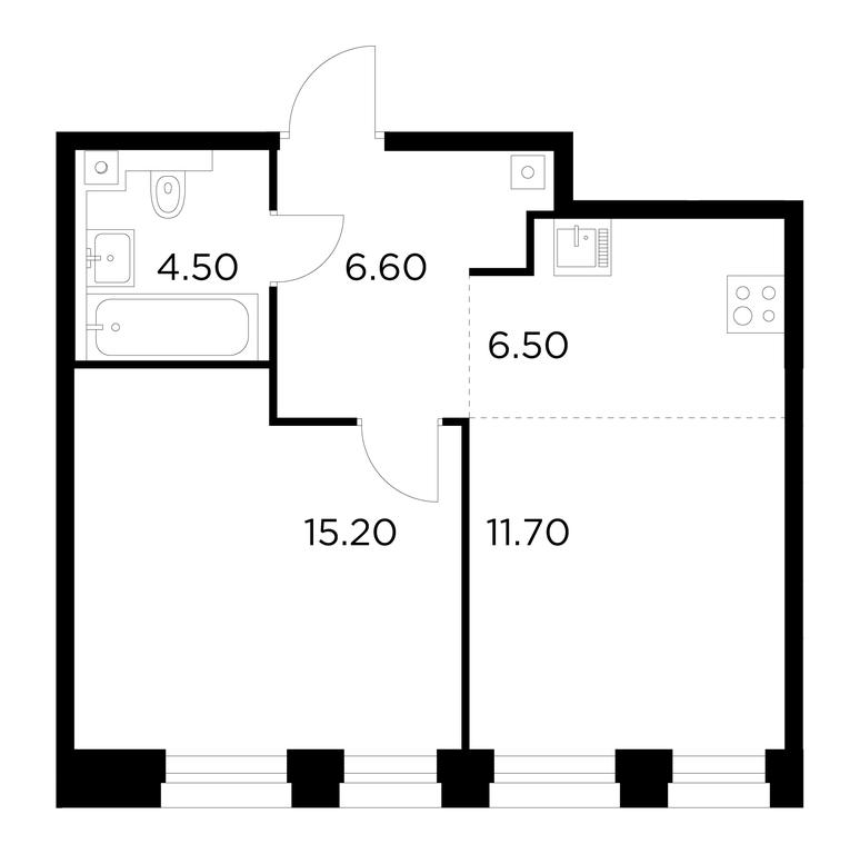 1-BD Apartment Sale, 44.5 sq. m. at Injoy, Admirala Makarova Street, 2с1, Moscow, Russia #1