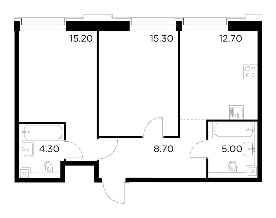 2-BD Apartment Sale, 61.2 sq. m. at Injoy, Admirala Makarova Street, 2с1, Moscow, Russia #1