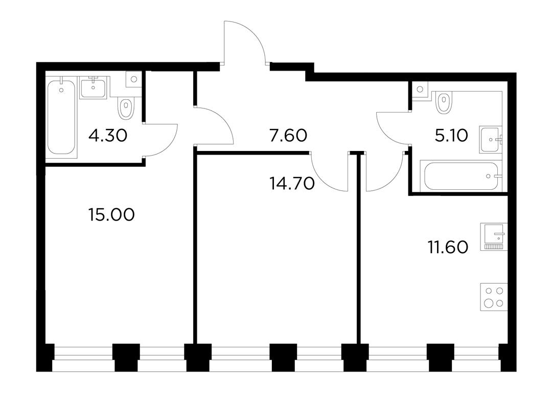 2-BD Apartment Sale, 58.3 sq. m. at Injoy, Admirala Makarova Street, 2с1, Moscow, Russia #1 2-BD Apartment Sale, 58.3 sq. m. at Injoy, Admirala Makarova Street, 2с1, Moscow, Russia #1