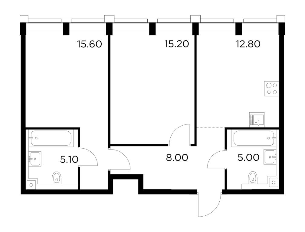 2-BD Apartment Sale, 61.7 sq. m. at Injoy, Admirala Makarova Street, 2с1, Moscow, Russia #1 2-BD Apartment Sale, 61.7 sq. m. at Injoy, Admirala Makarova Street, 2с1, Moscow, Russia #1