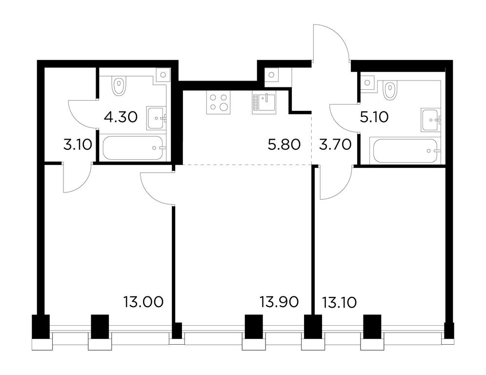 2-BD Apartment Sale, 62 sq. m. at Injoy, Admirala Makarova Street, 2с1, Moscow, Russia #1 2-BD Apartment Sale, 62 sq. m. at Injoy, Admirala Makarova Street, 2с1, Moscow, Russia #1