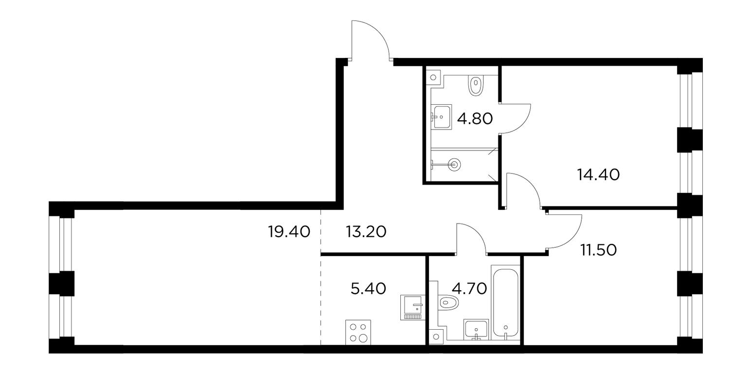 2-BD Apartment Sale, 73.4 sq. m. at Injoy, Admirala Makarova Street, 2с1, Moscow, Russia #1 2-BD Apartment Sale, 73.4 sq. m. at Injoy, Admirala Makarova Street, 2с1, Moscow, Russia #1