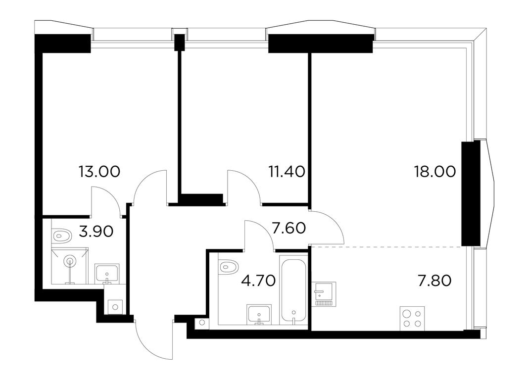2-BD Apartment Sale, 66.4 sq. m. at Injoy, Admirala Makarova Street, 2с1, Moscow, Russia #1 2-BD Apartment Sale, 66.4 sq. m. at Injoy, Admirala Makarova Street, 2с1, Moscow, Russia #1