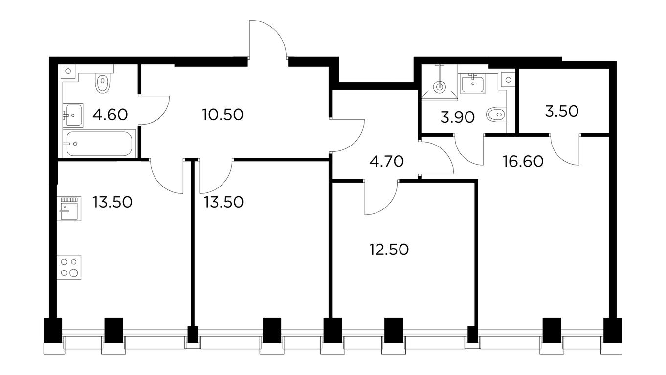 3-BD Apartment Sale, 83.3 sq. m. at Injoy, Admirala Makarova Street, 2с1, Moscow, Russia #1
