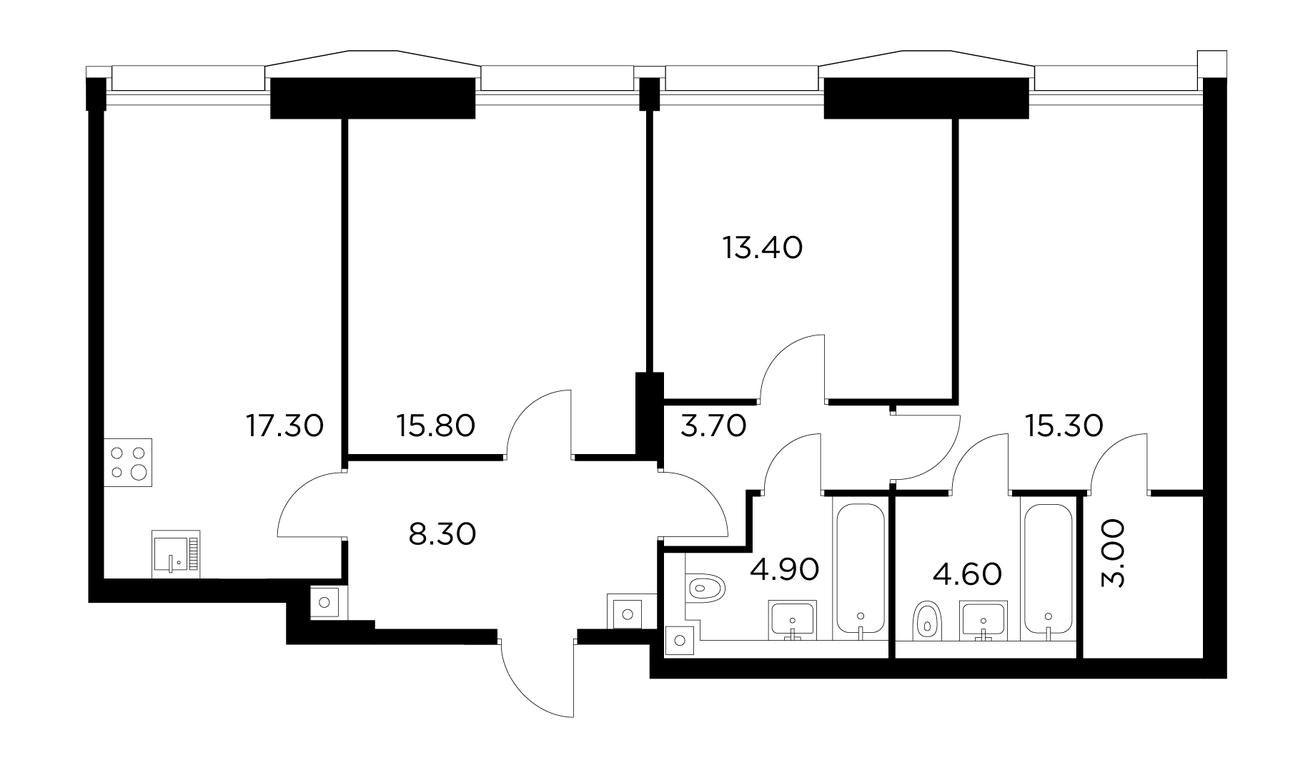 3-BD Apartment Sale, 86.3 sq. m. at Injoy, Admirala Makarova Street, 2с1, Moscow, Russia #1