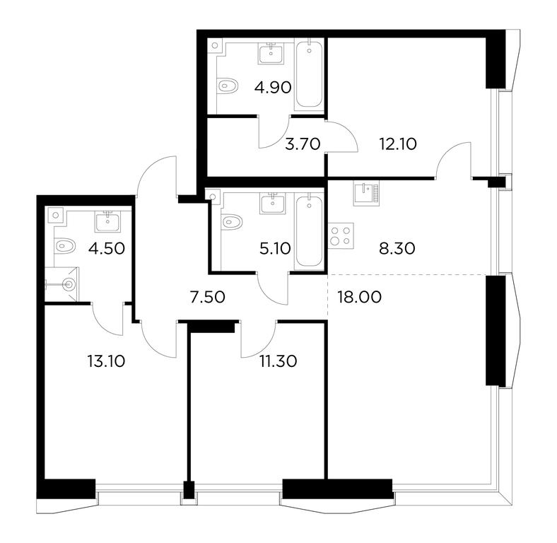 3-BD Apartment Sale, 88.5平方米 at Injoy, Admirala Makarova Street, 2с1, Moscow, Russia #1 3-BD Apartment Sale, 88.5平方米 at Injoy, Admirala Makarova Street, 2с1, Moscow, Russia #1