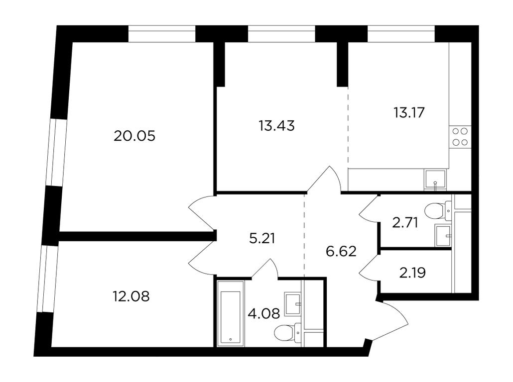 2-BD Apartment Sale, 79.6 sq. m. at KutuzovGRAD II, Petra Alekseyeva Street, 12с1, Moscow, Russia #1 2-BD Apartment Sale, 79.6 sq. m. at KutuzovGRAD II, Petra Alekseyeva Street, 12с1, Moscow, Russia #1