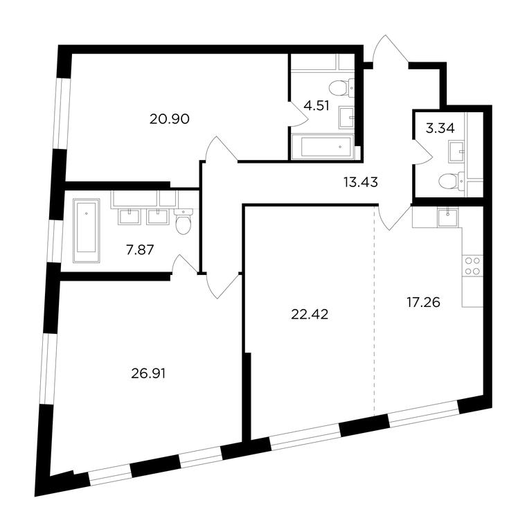 3-BD Apartment Sale, 116.5 sq. m. at KutuzovGRAD II, Petra Alekseyeva Street, 12с1, Moscow, Russia #1