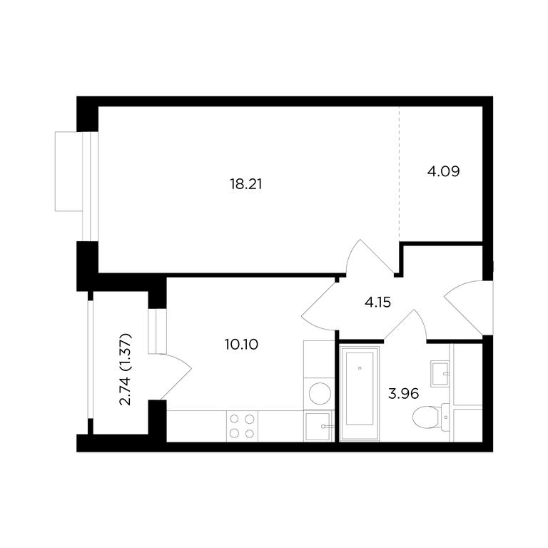 1-BD Apartment Sale, 42.1 sq. m. at TopHills, Elektrolitny Drive, 7Ас3, Moscow, Russia #1 1-BD Apartment Sale, 42.1 sq. m. at TopHills, Elektrolitny Drive, 7Ас3, Moscow, Russia #1