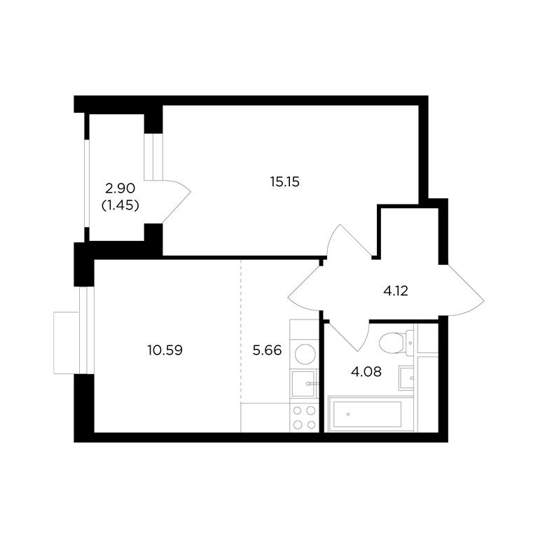 1-BD Apartment Sale, 41.3 sq. m. at TopHills, Elektrolitny Drive, 7Ас3, Moscow, Russia #1