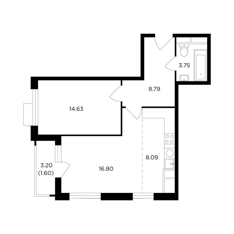 1-BD Apartment Sale, 53.5 sq. m. at TopHills, Elektrolitny Drive, 7Ас3, Moscow, Russia #1