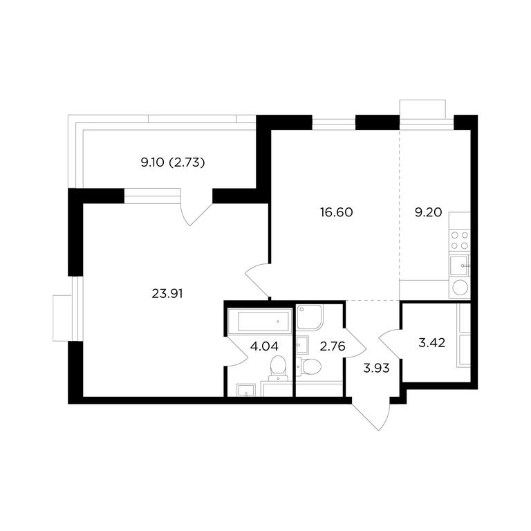 1-BD Apartment Sale, 66.5 sq. m. at TopHills, Elektrolitny Drive, 7Ас3, Moscow, Russia #1