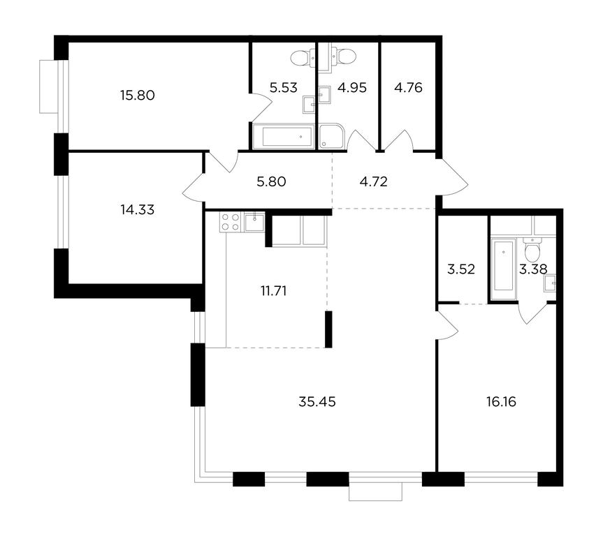 3-BD Apartment Sale, 126.3平方米 at TopHills, Elektrolitny Drive, 7Ас3, Moscow, Russia #1 3-BD Apartment Sale, 126.3平方米 at TopHills, Elektrolitny Drive, 7Ас3, Moscow, Russia #1