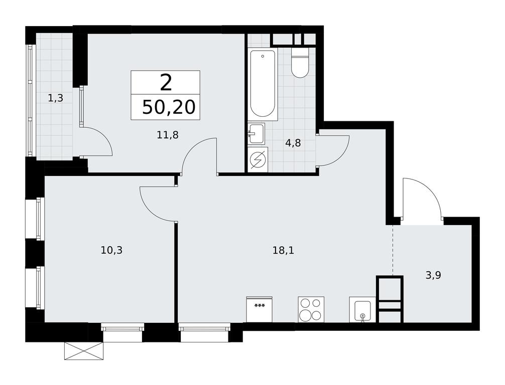 1-BD Apartment Sale, 50.2 sq. m. at Dzen-Kvartaly, ulitsa Aleksandry Monakhovoy, 2/3, Sosenskoye Settlement, Moscow, Russia #1