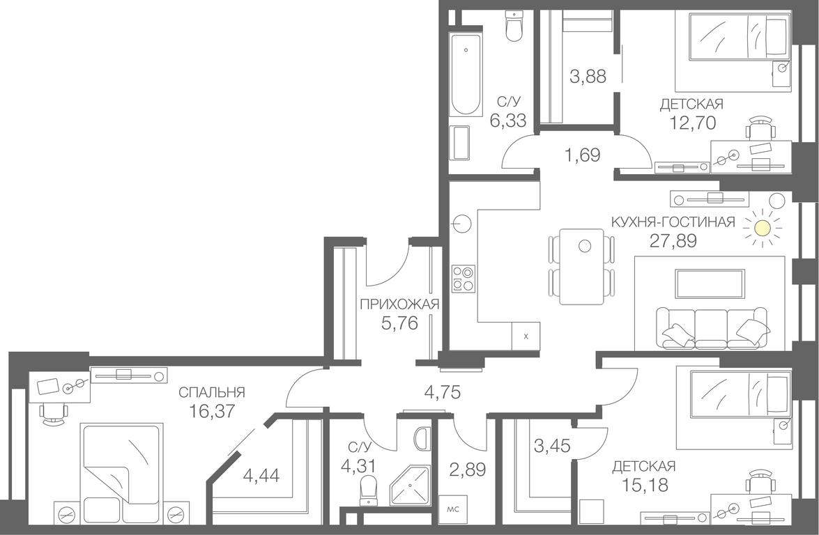 2-BD Apartment Sale, 111 sq. m. at Headliner, Shmitovsky Drive, 39, Moscow, Russia #1 2-BD Apartment Sale, 111 sq. m. at Headliner, Shmitovsky Drive, 39, Moscow, Russia #1