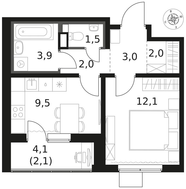 1-BD Apartment Sale, 36.1平方米 at 1 Himkinskij, zhiloy kompleks 1-y Khimkinskiy, kvartal Mezhdunarodny, mikrorayon Klyazma-Starbeyevo, Khimki, Moscow Region, Russia #1 1-BD Apartment Sale, 36.1平方米 at 1 Himkinskij, zhiloy kompleks 1-y Khimkinskiy, kvartal Mezhdunarodny, mikrorayon Klyazma-Starbeyevo, Khimki, Moscow Region, Russia #1
