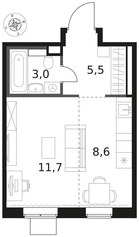 Apartment Sale, 28.8 sq. m. at 1 Himkinskij, zhiloy kompleks 1-y Khimkinskiy, kvartal Mezhdunarodny, mikrorayon Klyazma-Starbeyevo, Khimki, Moscow Region, Russia #1 Apartment Sale, 28.8 sq. m. at 1 Himkinskij, zhiloy kompleks 1-y Khimkinskiy, kvartal Mezhdunarodny, mikrorayon Klyazma-Starbeyevo, Khimki, Moscow Region, Russia #1