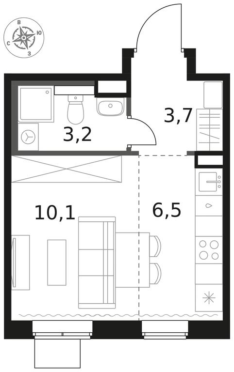 Apartment Sale, 23.5 sq. m. at 1 Himkinskij, zhiloy kompleks 1-y Khimkinskiy, kvartal Mezhdunarodny, mikrorayon Klyazma-Starbeyevo, Khimki, Moscow Region, Russia #1