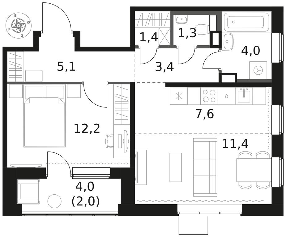 2-BD Apartment Sale, 48.4 sq. m. at 1 Himkinskij, zhiloy kompleks 1-y Khimkinskiy, kvartal Mezhdunarodny, mikrorayon Klyazma-Starbeyevo, Khimki, Moscow Region, Russia #1 2-BD Apartment Sale, 48.4 sq. m. at 1 Himkinskij, zhiloy kompleks 1-y Khimkinskiy, kvartal Mezhdunarodny, mikrorayon Klyazma-Starbeyevo, Khimki, Moscow Region, Russia #1