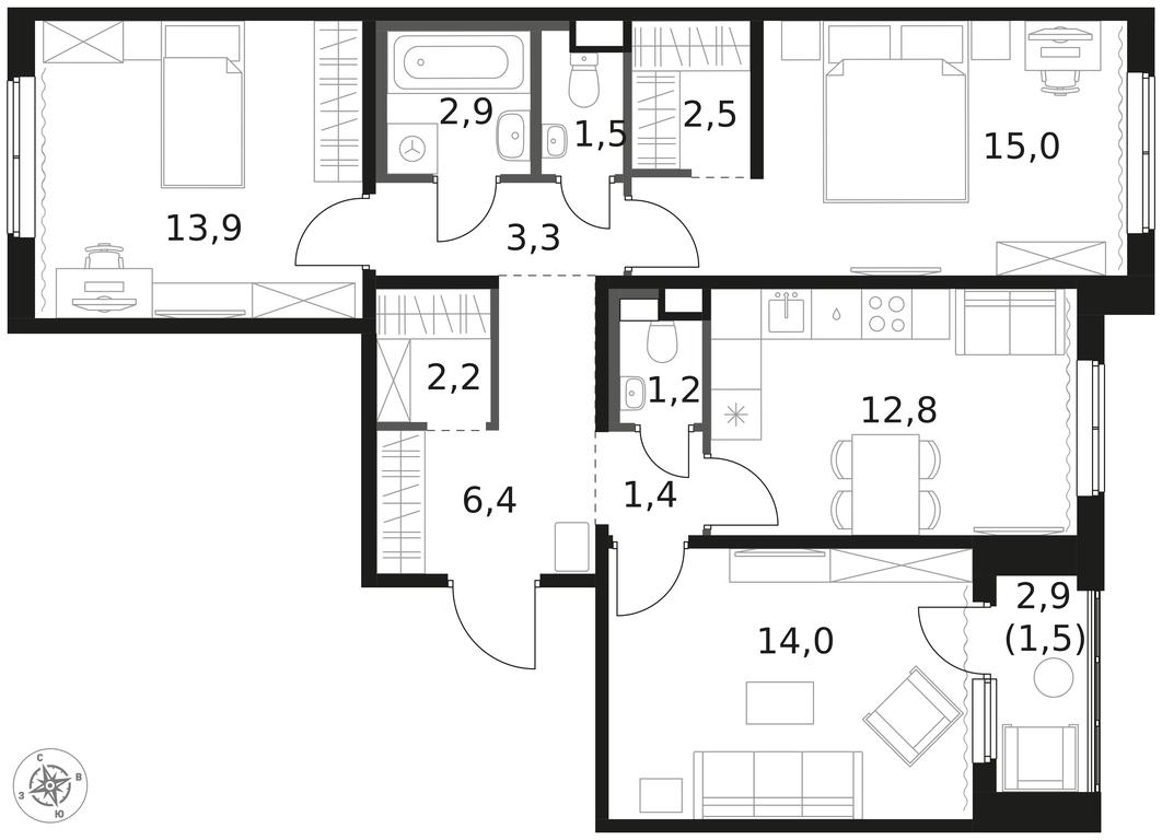 3-BD Apartment Sale, 78.6 sq. m. at 1 Himkinskij, zhiloy kompleks 1-y Khimkinskiy, kvartal Mezhdunarodny, mikrorayon Klyazma-Starbeyevo, Khimki, Moscow Region, Russia #1 3-BD Apartment Sale, 78.6 sq. m. at 1 Himkinskij, zhiloy kompleks 1-y Khimkinskiy, kvartal Mezhdunarodny, mikrorayon Klyazma-Starbeyevo, Khimki, Moscow Region, Russia #1
