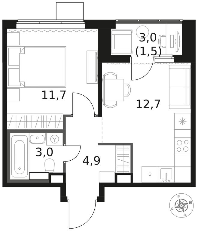 1-BD Apartment Sale, 33.8 sq. m. at 1 Himkinskij, zhiloy kompleks 1-y Khimkinskiy, kvartal Mezhdunarodny, mikrorayon Klyazma-Starbeyevo, Khimki, Moscow Region, Russia #1 1-BD Apartment Sale, 33.8 sq. m. at 1 Himkinskij, zhiloy kompleks 1-y Khimkinskiy, kvartal Mezhdunarodny, mikrorayon Klyazma-Starbeyevo, Khimki, Moscow Region, Russia #1