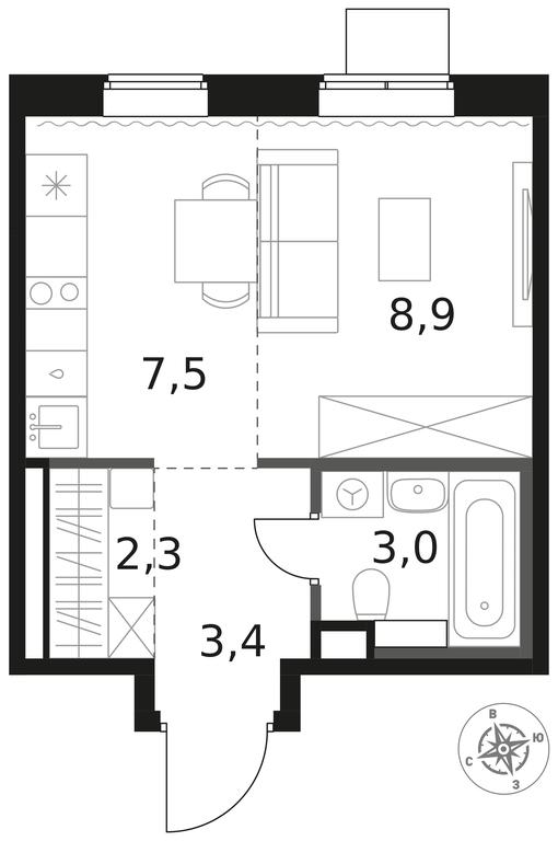 Apartment Sale, 25.1 sq. m. at 1 Himkinskij, zhiloy kompleks 1-y Khimkinskiy, kvartal Mezhdunarodny, mikrorayon Klyazma-Starbeyevo, Khimki, Moscow Region, Russia #1