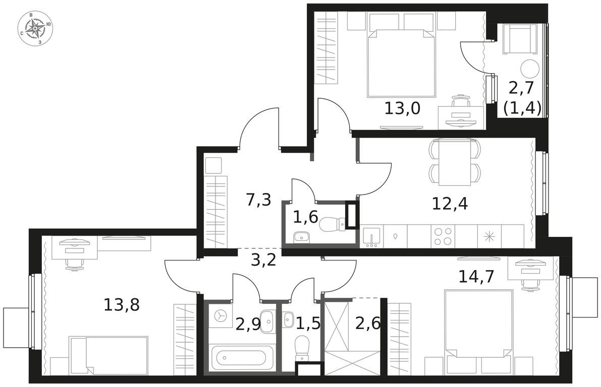 3-BD Apartment Sale, 74.4 sq. m. at 1 Himkinskij, zhiloy kompleks 1-y Khimkinskiy, kvartal Mezhdunarodny, mikrorayon Klyazma-Starbeyevo, Khimki, Moscow Region, Russia #1 3-BD Apartment Sale, 74.4 sq. m. at 1 Himkinskij, zhiloy kompleks 1-y Khimkinskiy, kvartal Mezhdunarodny, mikrorayon Klyazma-Starbeyevo, Khimki, Moscow Region, Russia #1