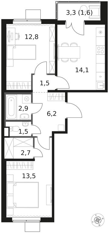 2-BD Apartment Sale, 56.8 sq. m. at 1 Himkinskij, zhiloy kompleks 1-y Khimkinskiy, kvartal Mezhdunarodny, mikrorayon Klyazma-Starbeyevo, Khimki, Moscow Region, Russia #1 2-BD Apartment Sale, 56.8 sq. m. at 1 Himkinskij, zhiloy kompleks 1-y Khimkinskiy, kvartal Mezhdunarodny, mikrorayon Klyazma-Starbeyevo, Khimki, Moscow Region, Russia #1