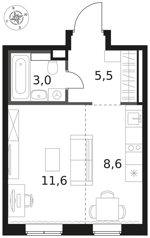 Apartment Sale, 28.7 sq. m. at 1 Himkinskij, zhiloy kompleks 1-y Khimkinskiy, kvartal Mezhdunarodny, mikrorayon Klyazma-Starbeyevo, Khimki, Moscow Region, Russia #1 Apartment Sale, 28.7 sq. m. at 1 Himkinskij, zhiloy kompleks 1-y Khimkinskiy, kvartal Mezhdunarodny, mikrorayon Klyazma-Starbeyevo, Khimki, Moscow Region, Russia #1