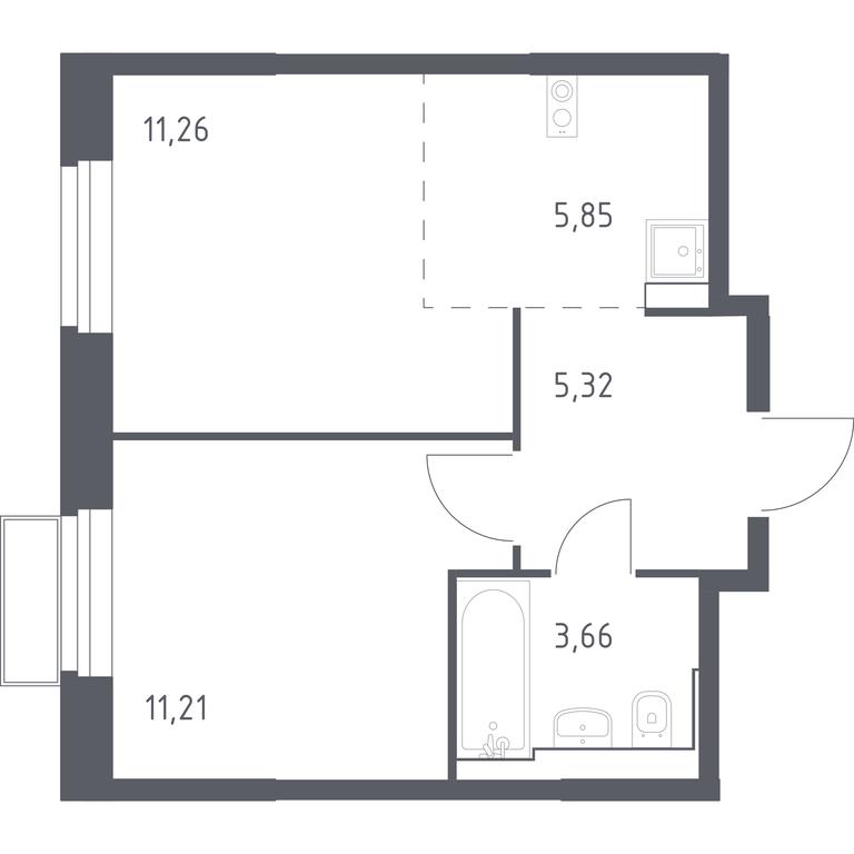Apartment Sale, 37.58 sq. m. at Kvartal Strogino, zhiloy kompleks Kvartal Strogino, Krasnogorsk, Moscow Region, Russia #1