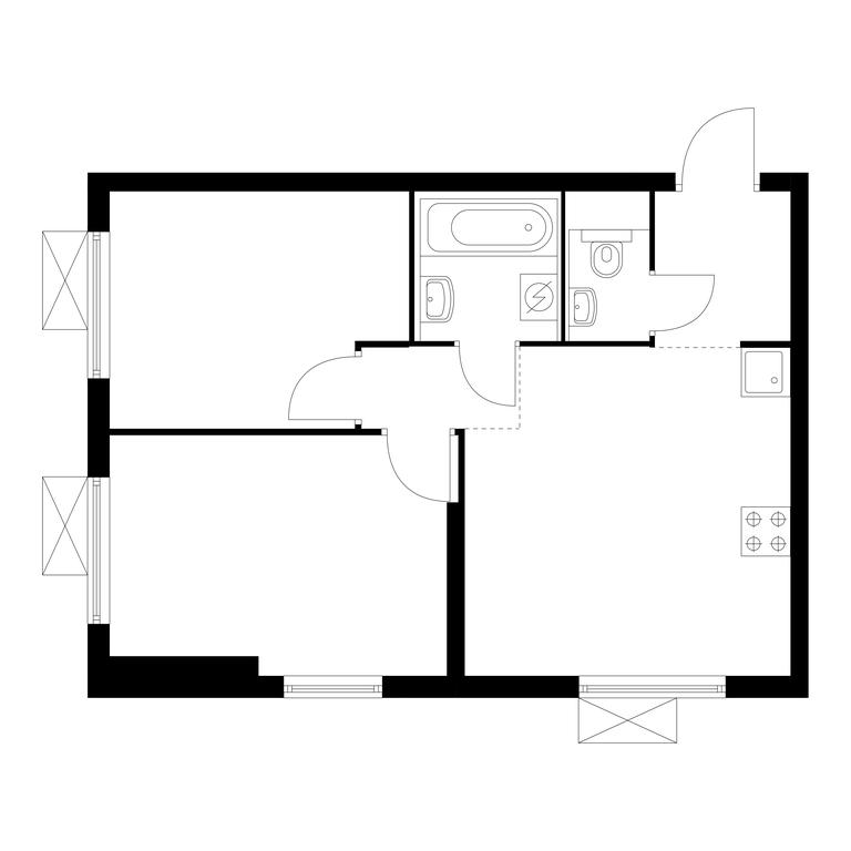 2-BD Apartment Sale, 46.3平方米 at Liublinskiy Park, Lyublinskaya Street, 78к2, Moscow, Russia #1