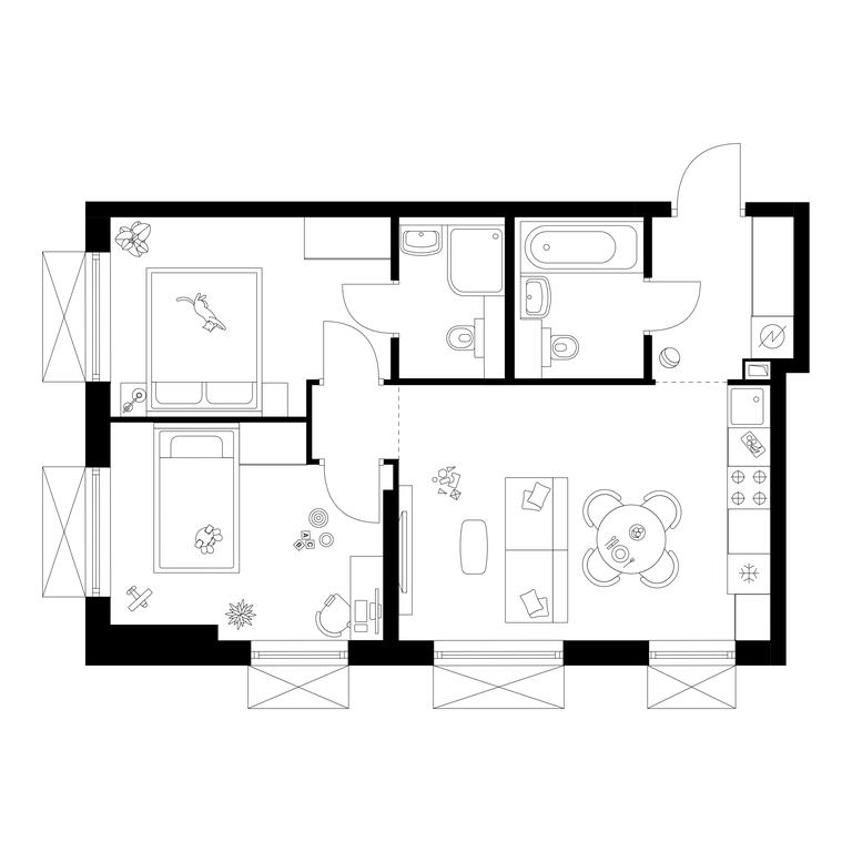 2-BD Apartment Sale, 50.8 sq. m. at Irtyshskiy Kvartal, 2nd Irtyshsky Drive, Moscow, Russia #1