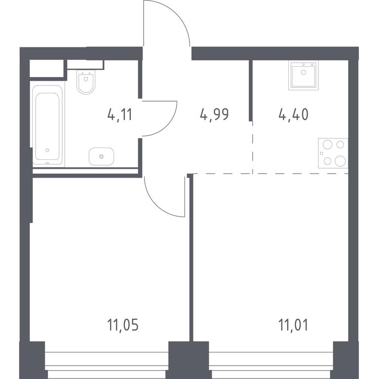 Apartment Sale, 35.56平方米 at Nova, Bratyev Fonchenko Street, вл21, Moscow, Russia #1