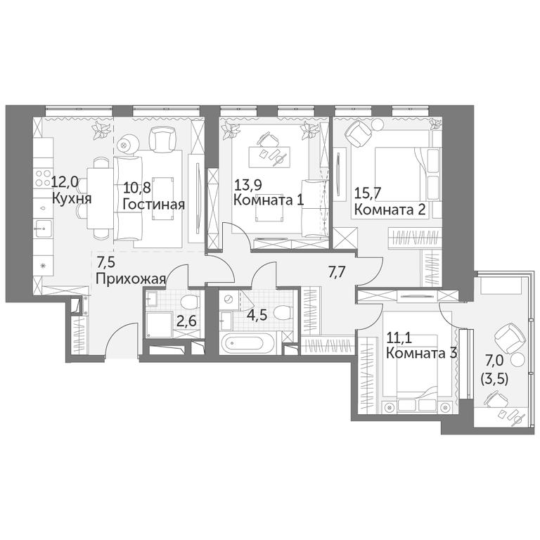 Продажа 4-комн. квартиры, 89,3 м² в ЖК «Архитектор», улица Академика Волгина, 2Д, Москва, Россия #1