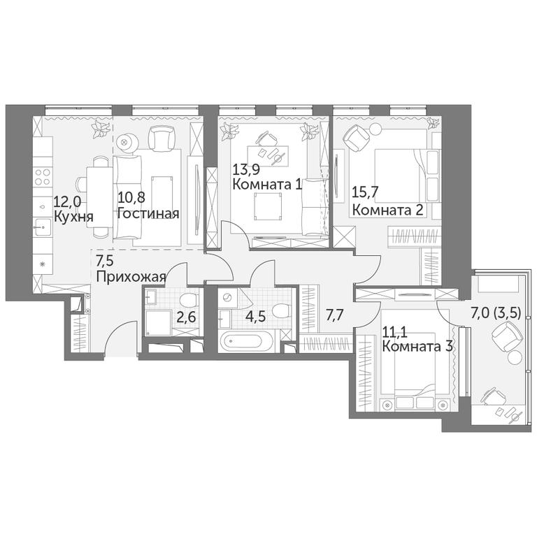 4-BD Apartment Sale, 89.3 sq. m. at Arkhitektor, Akademika Volgina Street, 2Д, Moscow, Russia #1 4-BD Apartment Sale, 89.3 sq. m. at Arkhitektor, Akademika Volgina Street, 2Д, Moscow, Russia #1
