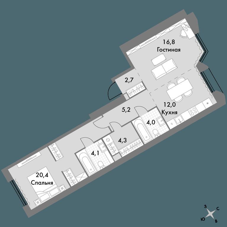 2-BD Apartment Sale, 69.5平方米 at Arkhitektor, Akademika Volgina Street, 2Д, Moscow, Russia #1 2-BD Apartment Sale, 69.5平方米 at Arkhitektor, Akademika Volgina Street, 2Д, Moscow, Russia #1