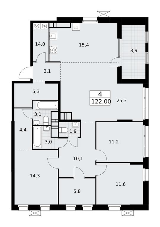 3-BD Apartment Sale, 122 sq. m. at Dzen-Kvartaly, ulitsa Aleksandry Monakhovoy, 2/3, Sosenskoye Settlement, Moscow, Russia #1