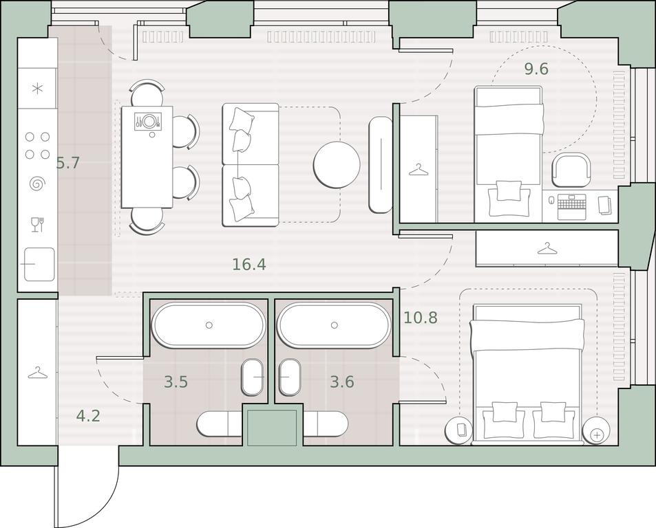 2-BD Apartment Sale, 53.8平方米 at Sreda na Lobachevskogo, Ochakovskoye Highway, Moscow, Russia #1 2-BD Apartment Sale, 53.8平方米 at Sreda na Lobachevskogo, Ochakovskoye Highway, Moscow, Russia #1