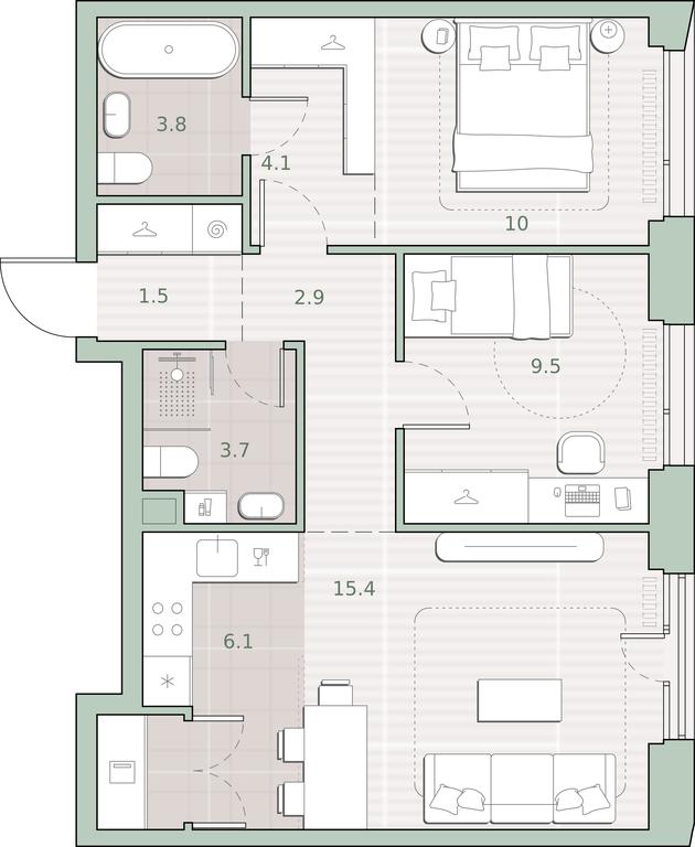 2-BD Apartment Sale, 61.5 sq. m. at Sreda na Lobachevskogo, Ochakovskoye Highway, Moscow, Russia #1