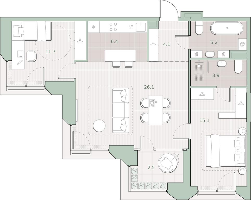 2-BD Apartment Sale, 75 sq. m. at Sreda na Lobachevskogo, Ochakovskoye Highway, Moscow, Russia #1