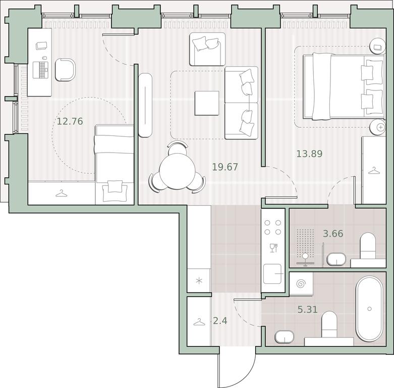 2-BD Apartment Sale, 57.69 sq. m. at Sreda na Kutuzovskom, Ivana Franko Street, Moscow, Russia #1 2-BD Apartment Sale, 57.69 sq. m. at Sreda na Kutuzovskom, Ivana Franko Street, Moscow, Russia #1
