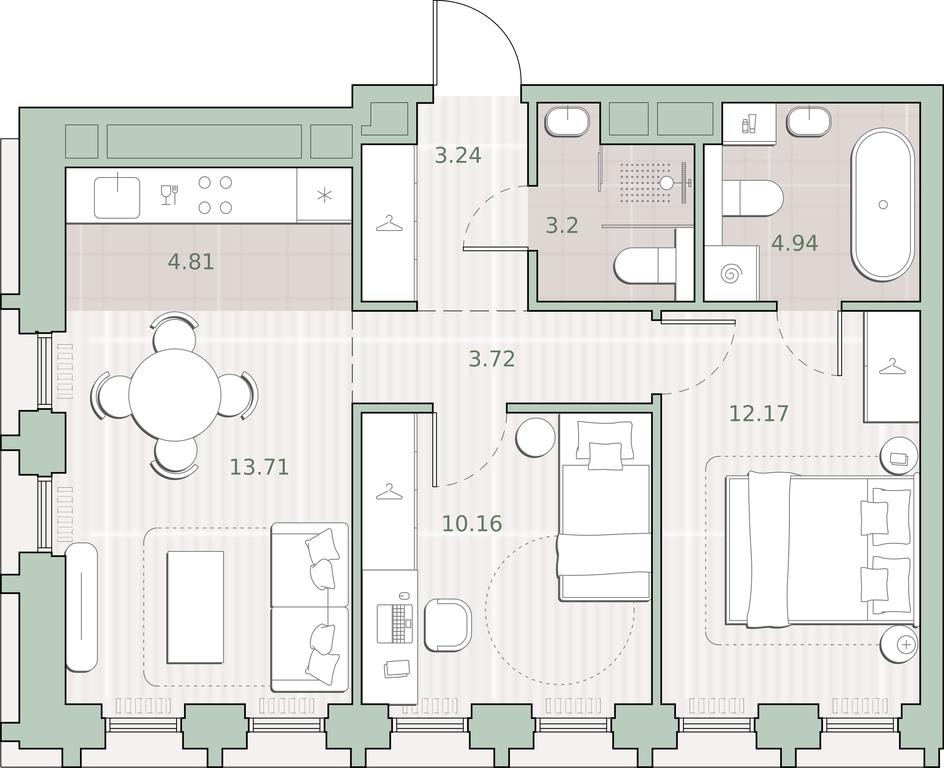2-BD Apartment Sale, 55.95平方米 at Sreda na Kutuzovskom, Ivana Franko Street, Moscow, Russia #1 2-BD Apartment Sale, 55.95平方米 at Sreda na Kutuzovskom, Ivana Franko Street, Moscow, Russia #1