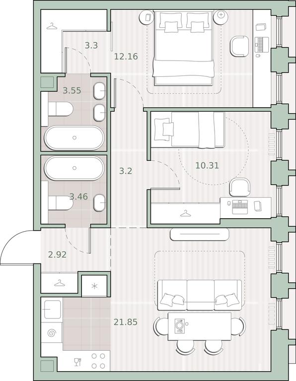 2-BD Apartment Sale, 60.75 sq. m. at Sreda na Kutuzovskom, Ivana Franko Street, Moscow, Russia #1 2-BD Apartment Sale, 60.75 sq. m. at Sreda na Kutuzovskom, Ivana Franko Street, Moscow, Russia #1